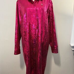Teddy Fresh hot pink sequin shirt dress